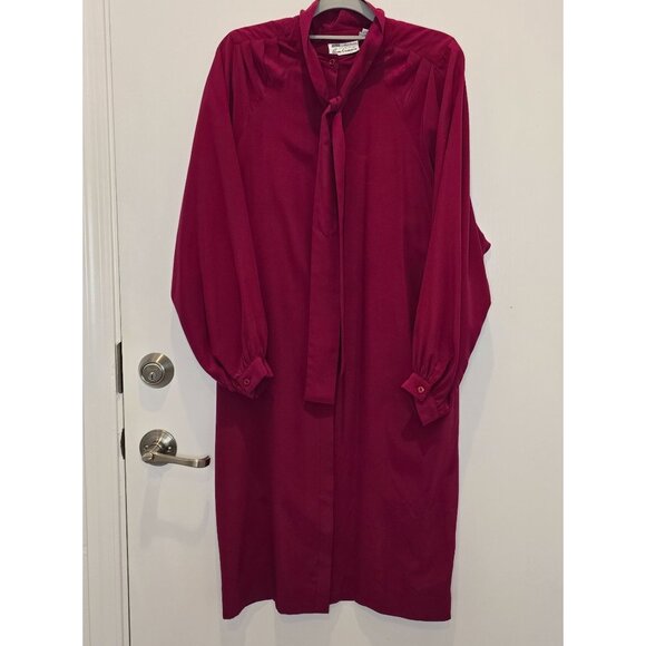 Vintage Red Umi Collections Anne Crimmins 100% Silk Dress Size 10 Holiday Party - Picture 2 of 10